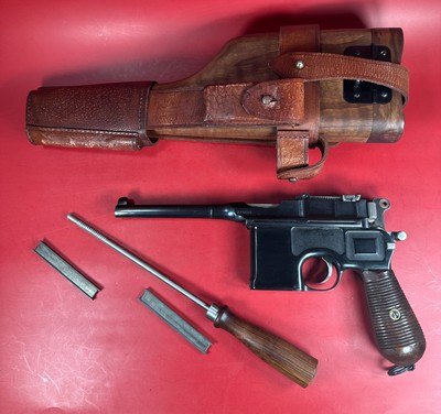 German Mauser Broomhandle 7.63x25mm C96, Stock Holster. Excellent Condition