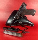 WWI 1916 DWM Luger P08 9mm Luger. All matching. Holster. 2 mags. Excellent - Image 1 of 17