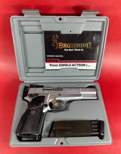 1996 Browning Hi power, Silver Chrome, Gold Trigger, Adj Sights, 9mm 2-10rd - Image 1 of 13