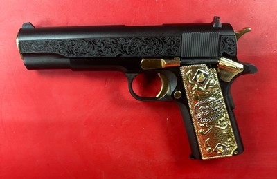 STUNNING Colt 1911. Engraved, Gold Plated Parts & Grips. 45 ACP. NIB - Image 14 of 16