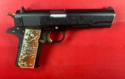 STUNNING Colt 1911. Engraved, Gold Plated Parts & Grips. 45 ACP. NIB - Image 13 of 16