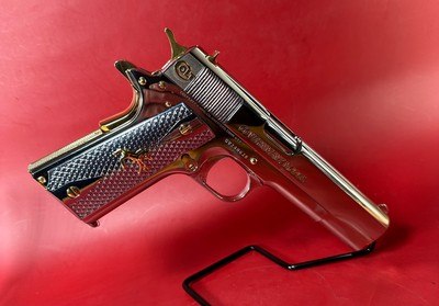 NIB Colt 1911 Government. High Polished, Engraved, Gold Plated. 45 ACP. - Image 2 of 14