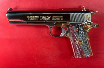 NIB Colt 1911 Government. High Polished, Engraved, Gold Plated. 45 ACP. - Image 11 of 14