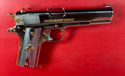NIB Colt 1911 Government. High Polished, Engraved, Gold Plated. 45 ACP. - Image 10 of 14