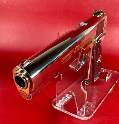 NIB Colt 1911 Government. High Polished, Engraved, Gold Plated. 45 ACP. - Image 3 of 14