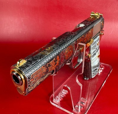 CUSTOM Colt 1911 Polished Stainless, Black, Engraved, Gold Plated 38 Super - Image 3 of 16