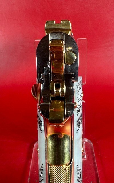 CUSTOM Colt 1911 Polished Stainless, Black, Engraved, Gold Plated 38 Super - Image 5 of 16