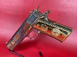 Colt 1911 Government, Polished Stainless, Black, Engraved, Gold Plated 38 Super