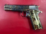 Colt 1911 Government, Polished Stainless, Black, Engraved, Gold Plated 38 Super - Image 10 of 16