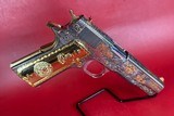 Colt 1911 Government, Polished Stainless, Black, Engraved, Gold Plated 38 Super - Image 2 of 16
