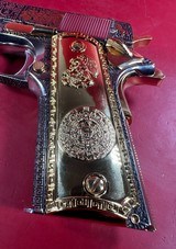 Colt 1911 Government, Polished Stainless, Black, Engraved, Gold Plated 38 Super - Image 13 of 16