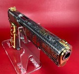 Colt 1911 Government, Polished Stainless, Black, Engraved, Gold Plated 38 Super - Image 4 of 16