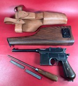 German Mauser Broomhandle 7.63x25mm C96, Stock Holster. Excellent Condition - Image 1 of 16