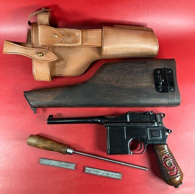 German Mauser C96 Broomhandle Red 9. 9mm luger. Excellent Condition. Rare - Image 1 of 19