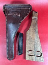 WWI 1918 DWM P08 Artillery Luger STOCK, 2 mags TOOLS, HOLSTER 9mm Excellent - Image 17 of 18