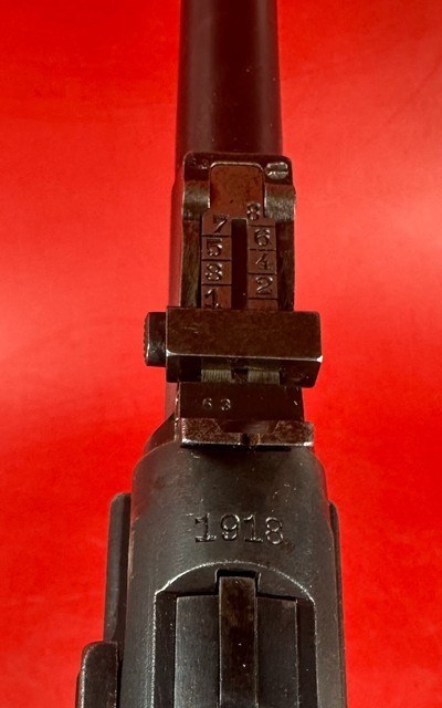 WWI 1918 DWM P08 Artillery Luger STOCK, 2 mags TOOLS, HOLSTER 9mm Excellent - Image 8 of 18