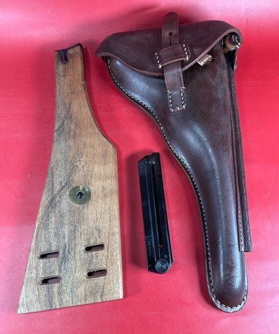 WWI 1918 DWM P08 Artillery Luger STOCK, 2 mags TOOLS, HOLSTER 9mm Excellent - Image 16 of 18