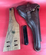 WWI 1918 DWM P08 Artillery Luger STOCK, 2 mags TOOLS, HOLSTER 9mm Excellent - Image 16 of 18