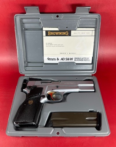 1995 Browning Hi power, Silver Chrome, Gold Trigger, Adj Sights, 9mm 2-13rd - Image 1 of 14