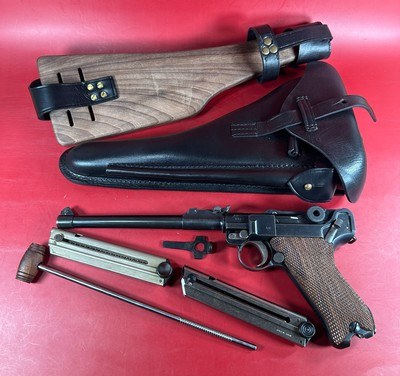 WWI 1917 DWM P08 Artillery Luger. STOCK, 2 mags TOOLS, HOLSTER 9mm Matching - Image 1 of 17