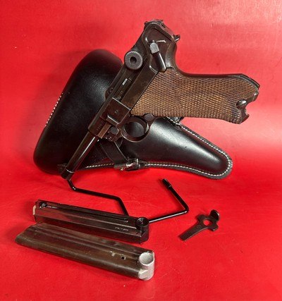 WWII 1938 Mauser P08 Luger S/42 9mm. Matching. Full Rig Excellent condition - Image 1 of 17
