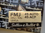 Sellier & Bellot SB45A 45 Auto Ammunition 7, 50rd boxes 350 rounds 230gr FMJ S&B - 2 of 3