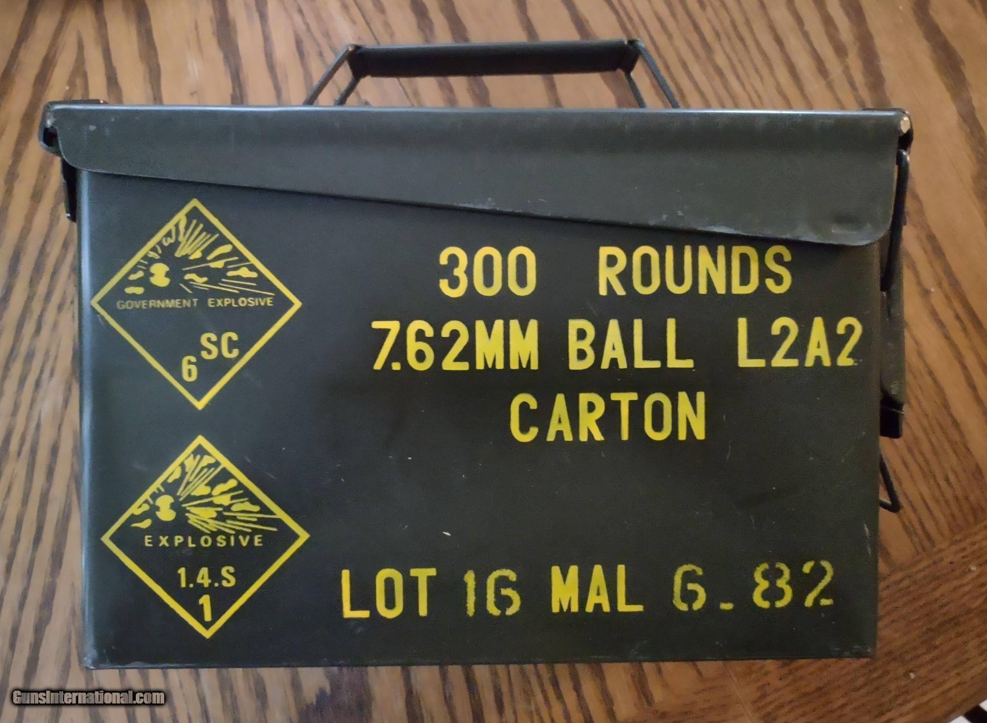 Malaysian L2A2 7.62x51 146gr FMJ 300 rounds in factory sealed can