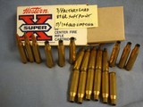 257 Roberts, Norma brass, Winchester ammo + brass. Totals 157 pieces + Winchester Bear Box. - 10 of 12