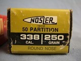 .338 Bullets. Nosler Partition 250 gr Round nose(Bx/50), Hornady 200gr Spire Point(Bx/100). Free shipping. - 4 of 5