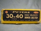 30-40 Krag, 18 rounds, vintage Peters 30USG 180 gr PSP Inner-Belted Bullet + box, + 1 Winchester round. Free UPS shipping. - 12 of 15