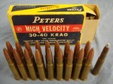 30-40 Krag, 18 rounds, vintage Peters 30USG 180 gr PSP Inner-Belted Bullet + box, + 1 Winchester round. Free UPS shipping. - 1 of 15