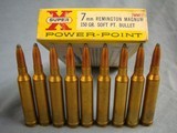 7mm Remington Magnum ammo. 9-Winchester 150 gr Power Point + 16-Remington 125 gr Core-Lokt. 25 rounds total. Free UPS shipping. - 5 of 6
