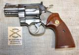 .357 Colt Python, 2.5” bbl, factory E Nickel (Coltguard), mfg. 1981 - 2 of 12
