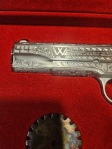 Colt Government 1911 Cattle Brand Hand Engraved 1 0f 50 Tyler Gun Works Rare Limited Edition Horn Grips Custom Walnut Case Chrome Finish - 3 of 9