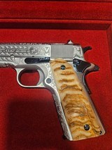 Colt Government 1911 Cattle Brand Hand Engraved 1 0f 50 Tyler Gun Works Rare Limited Edition Horn Grips Custom Walnut Case Chrome Finish - 4 of 9