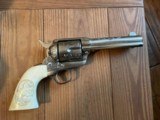 Colt SAA 1st Gen 44-40 Engraved Carved Ivory Antique Etched Panel - 1 of 11
