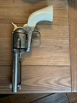 Colt SAA 1st Gen 44-40 Engraved Carved Ivory Antique Etched Panel - 2 of 11