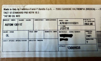 Beretta 1301 Tactical Unfired? In Box with Case12 Ga - Image 18 of 18