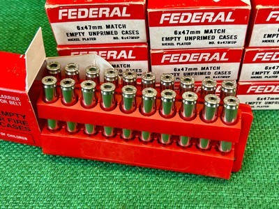 NOS 10 boxes (200 Rounds) of Federal Nickel Plated 6 X 47 mm Match Empty Unprimed Cases - Image 2 of 4