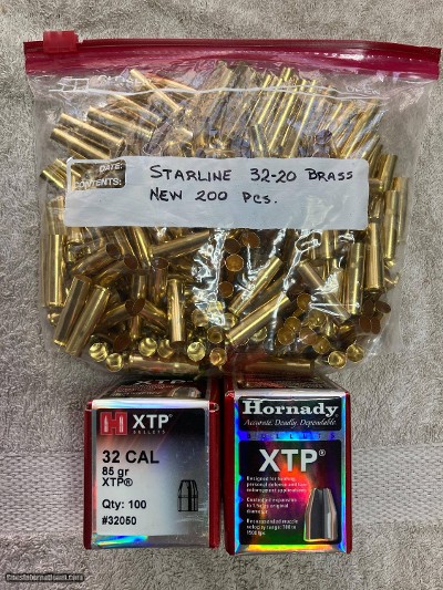 Starline 200 NOS 32 20 Brass and 200 Hornady 85 GR XTP Bullets!