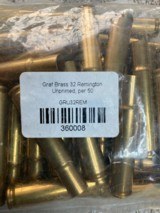 Graff 32 Remington Brass & Hornady 170 Gr FN Box 100 Bullets, NOS! - 2 of 7