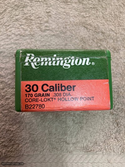 Rare Remington 30 Cal. 170 Gr. .308 Diam. Core Lokt Hollow Points