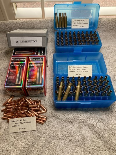 Lyman 25 Cal. RemingtonDies, Bullets & Brass for Rem. Model 8, Must See! - Image 1 of 12