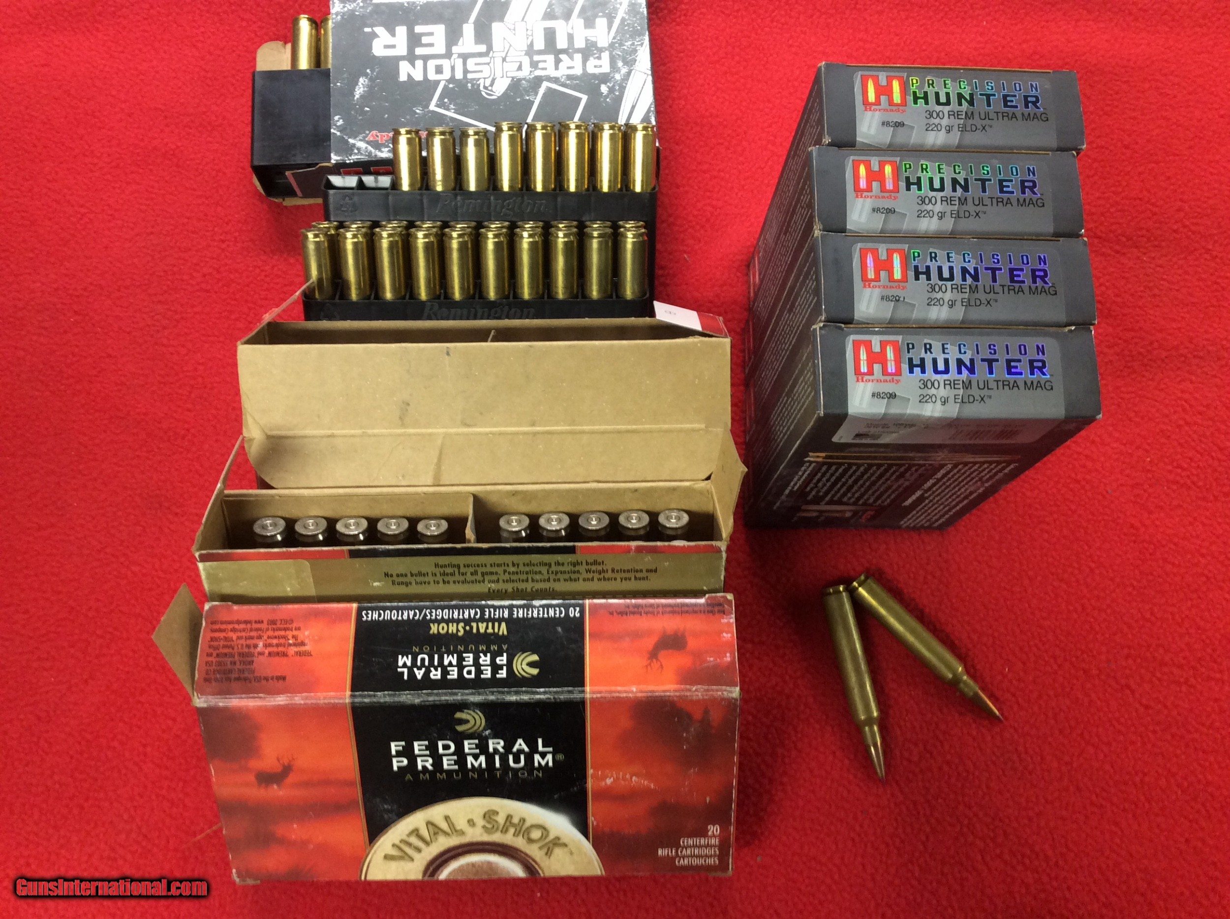 HORNADY 300 RUM 220 GR. ELD-X FACTORY AMMO AND EMPTY BRASS