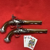 A PAIR OF GEORGE WASHINGTON SILVER MOUNTED FLINT LOCK PISTOLS - 1 of 7
