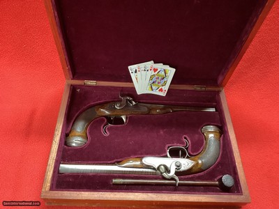 ROCHETT OF PARIS PAIR OF 69 CAL. PERCUSSION PISTOLS WITH CASE
