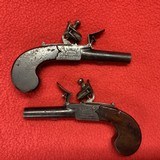 AICHER OF LONDON FLINTLOCK MUFF PISTOLS IN BURL WOOD CASE - 2 of 7