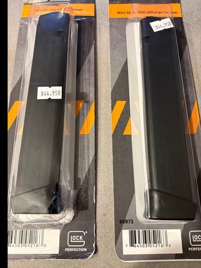 TWO GLOCK 9X19, 33RD WITH ORANGE FOLLOWER - Image 1 of 1