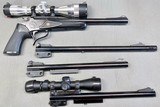 Thompson Contender package w/4 barrels and case and extras- 223, 222, 30-30, and 45-70 plus 2 scopes - 6 of 8