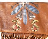 Custom Made Deer Skin Gun Sleeve, Leather Fringed, Western Style, Painted Bead Motif - 6 of 8